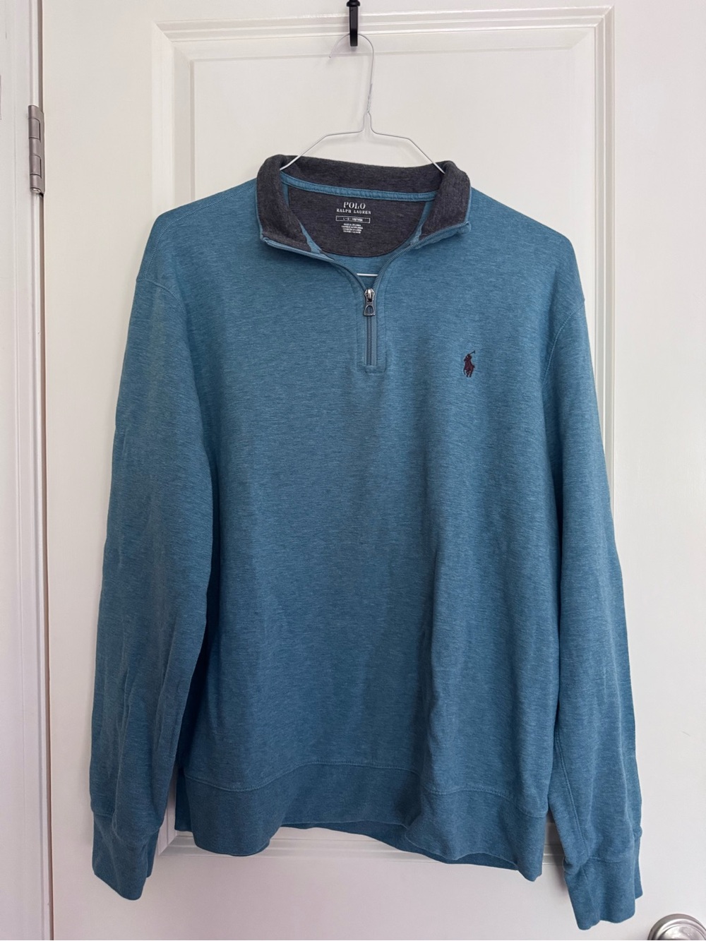 Polo by Ralph Lauren Teal Half-Zip Pullover with Dark Gray Collar